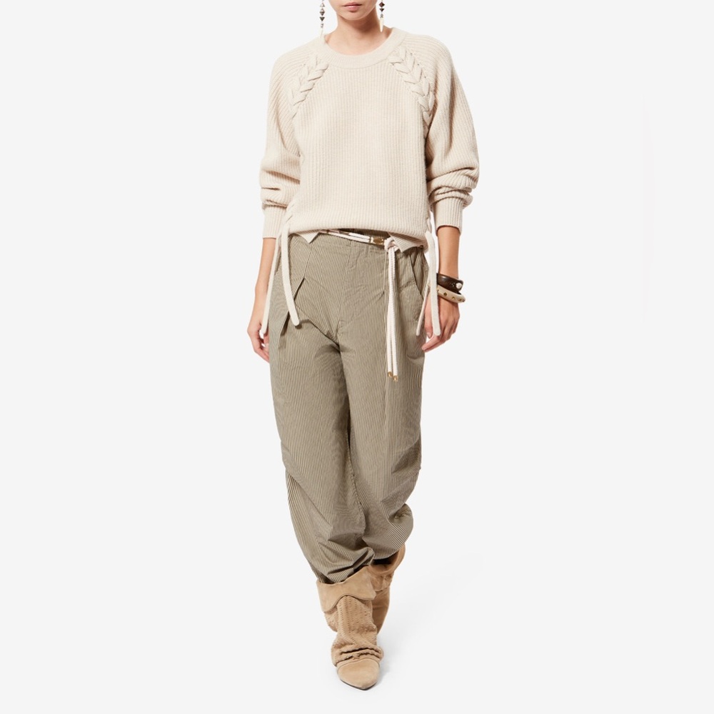Isabel Marant Étoile Ceryne Wide Leg Striped Cotton Pants - size 36/waist 29.5”